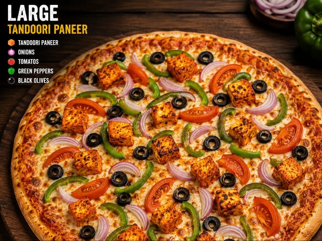 12" Tandoori Paneer or Tandoori Chicken Pizza.